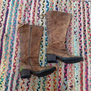 Born Brown Suede Lace-Up Back Tall-Healed Boots  Boots